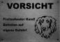 Preview: Edelstahl Warnschild Langhaar Dackel VORSICHT Freilaufender Hund! Betreten auf eigene Gefahr!